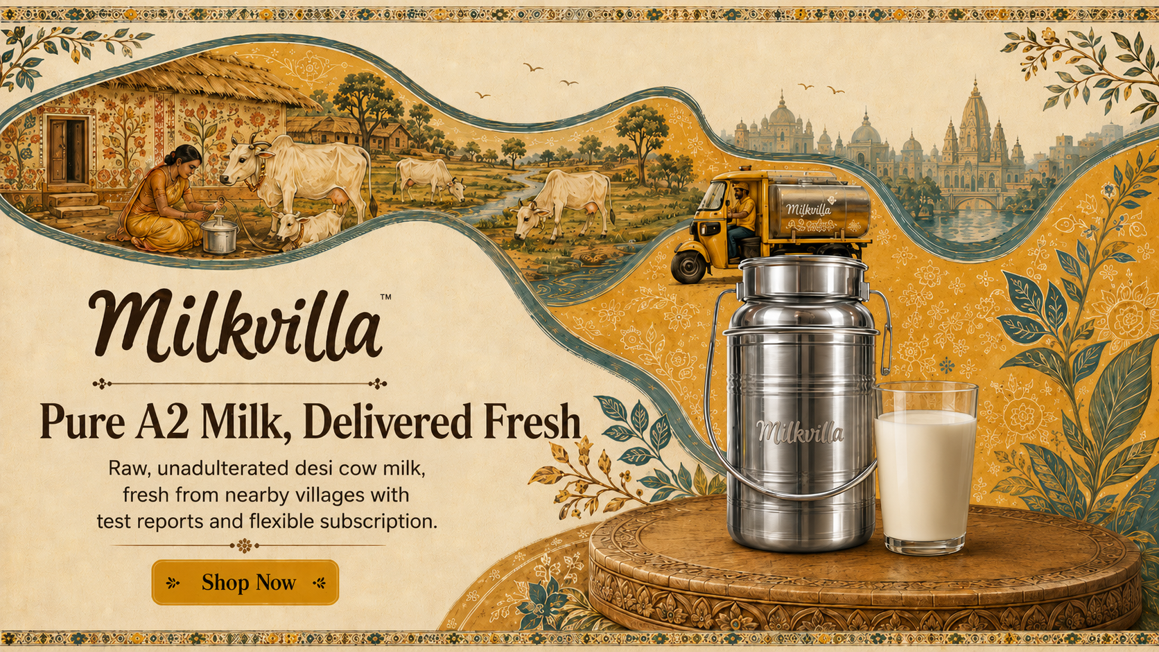 Fresh A2 cow milk delivery — download the Milkvilla app
